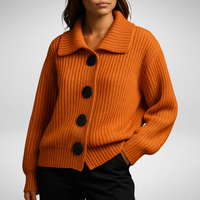 Relaxed Oversized Spread Collar Chunky Knit Cardigan