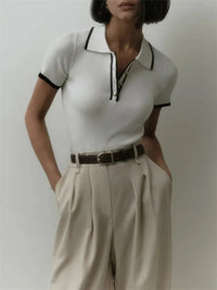 Relaxed Loose Fit Collared Knit Fall Sweater