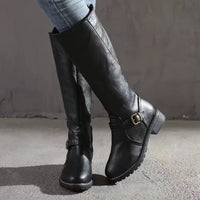 Stylish Buckle Zip Knee High Boots