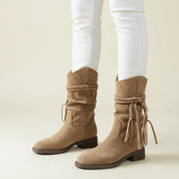 Effortless Low Heel Mid Calf Cowboy Boots for Women