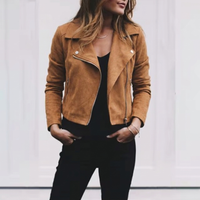 Stylish Cropped Zip Front Moto Jacket for Women