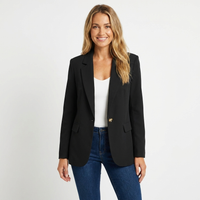 Refined Longline Welt Pocket Single Button Blazer for Women