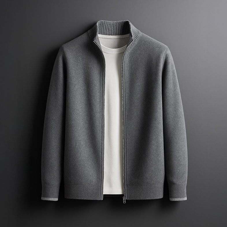 Men's Luxury Wool Knit Full-Zip Cardigan