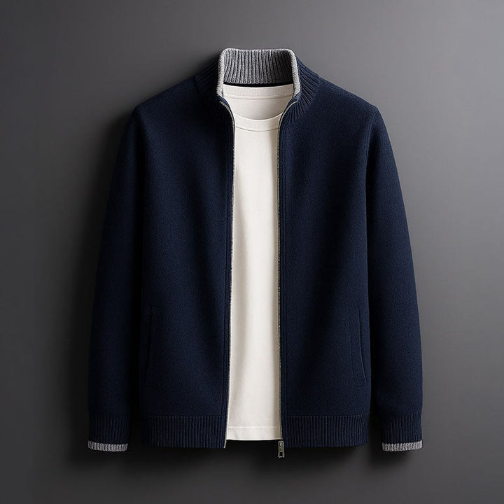 Men's Luxury Wool Knit Full-Zip Cardigan